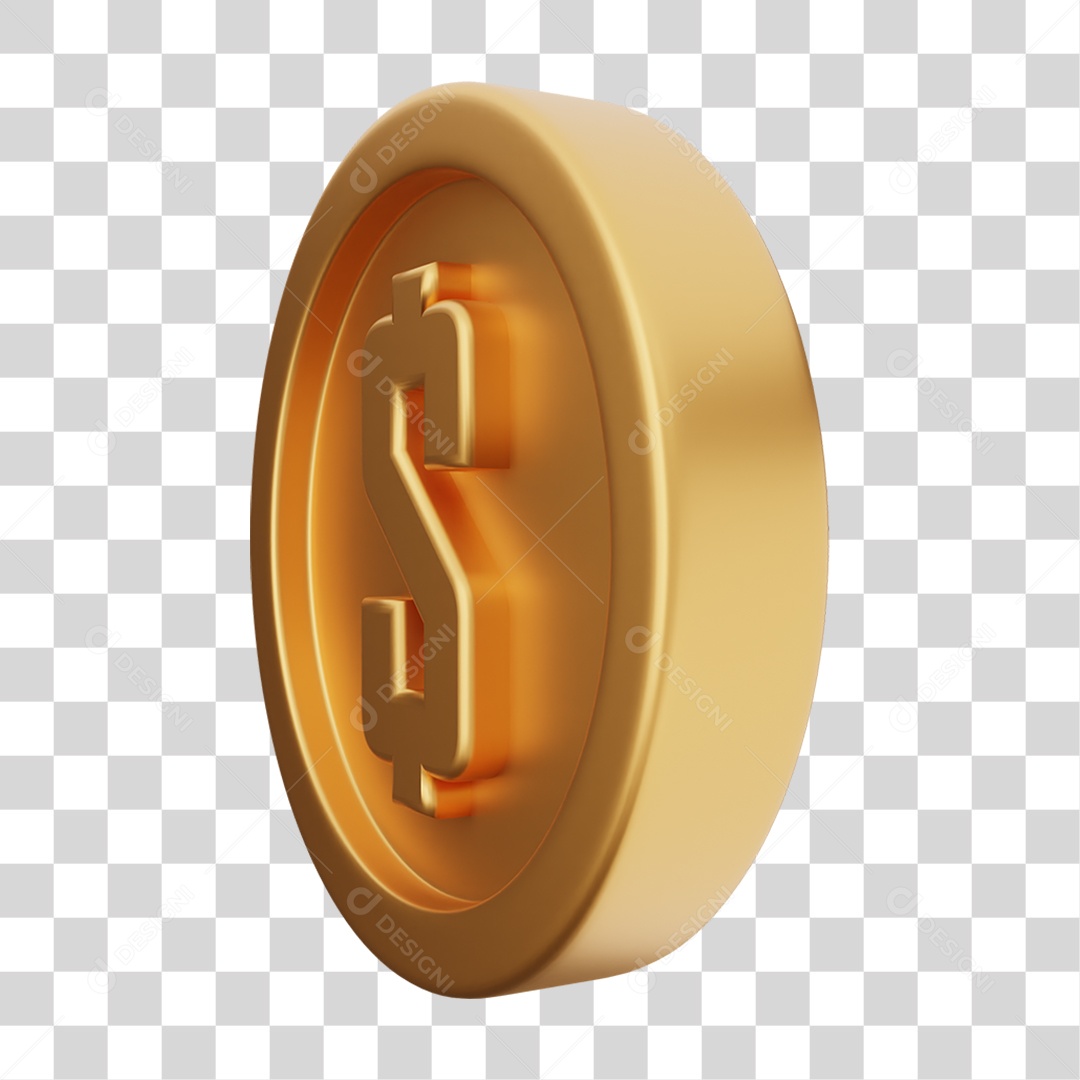 Elemento 3D Moeda Dólar Dinheiro PNG Transparente