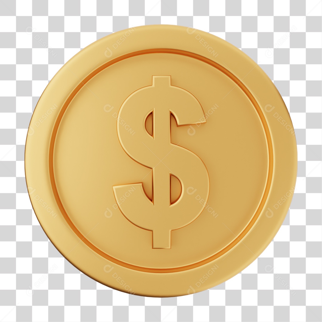 Elemento 3D Moeda Dólar Dinheiro PNG Transparente
