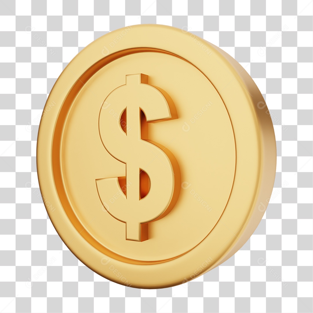 Elemento 3D Moeda Dólar Dinheiro PNG Transparente