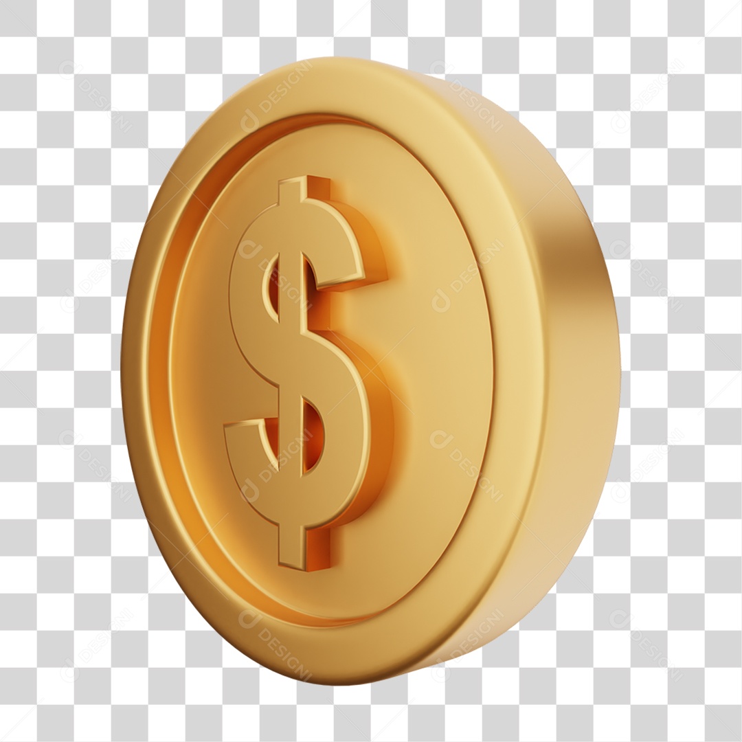 Elemento 3D Moeda Dólar Dinheiro PNG Transparente