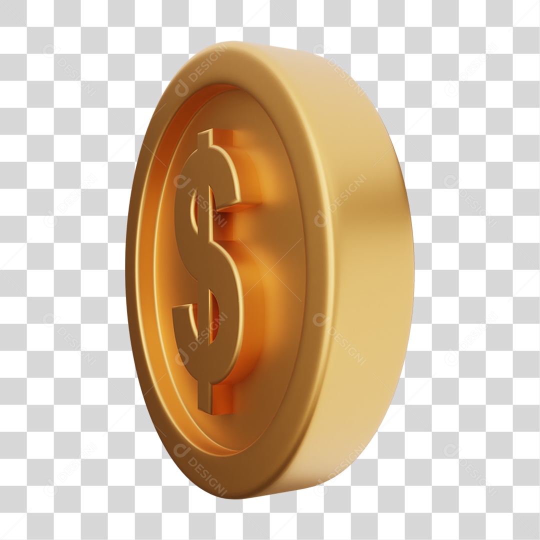 Elemento 3D Moeda Dólar Dinheiro PNG Transparente