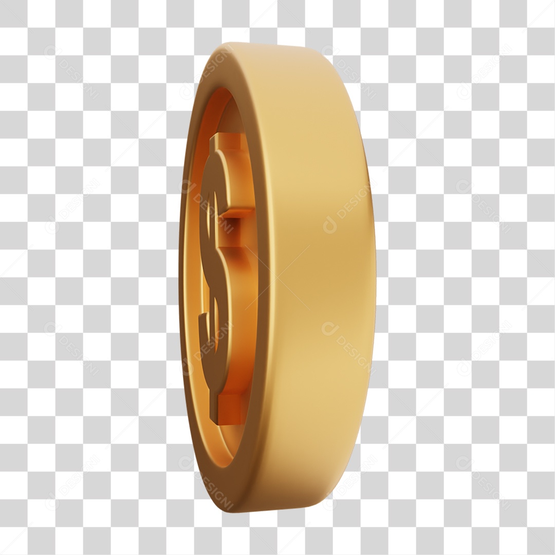 Elemento 3D Moeda Dólar Dinheiro PNG Transparente