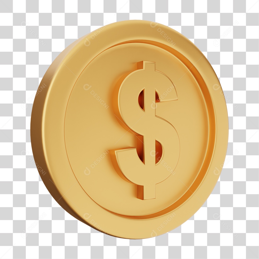 Elemento 3D Moeda Dólar Dinheiro PNG Transparente
