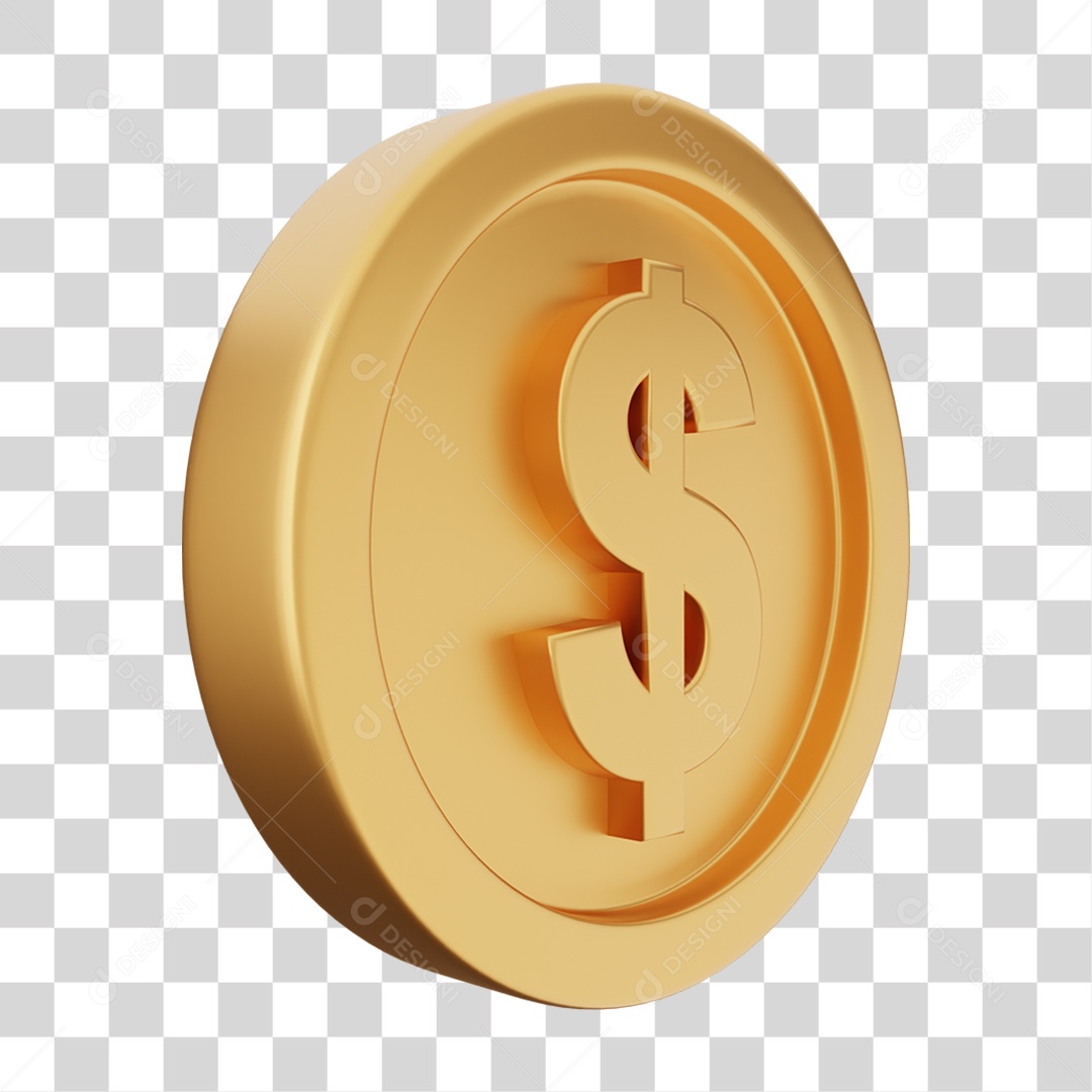 Elemento 3D Moeda Dólar Dinheiro PNG Transparente