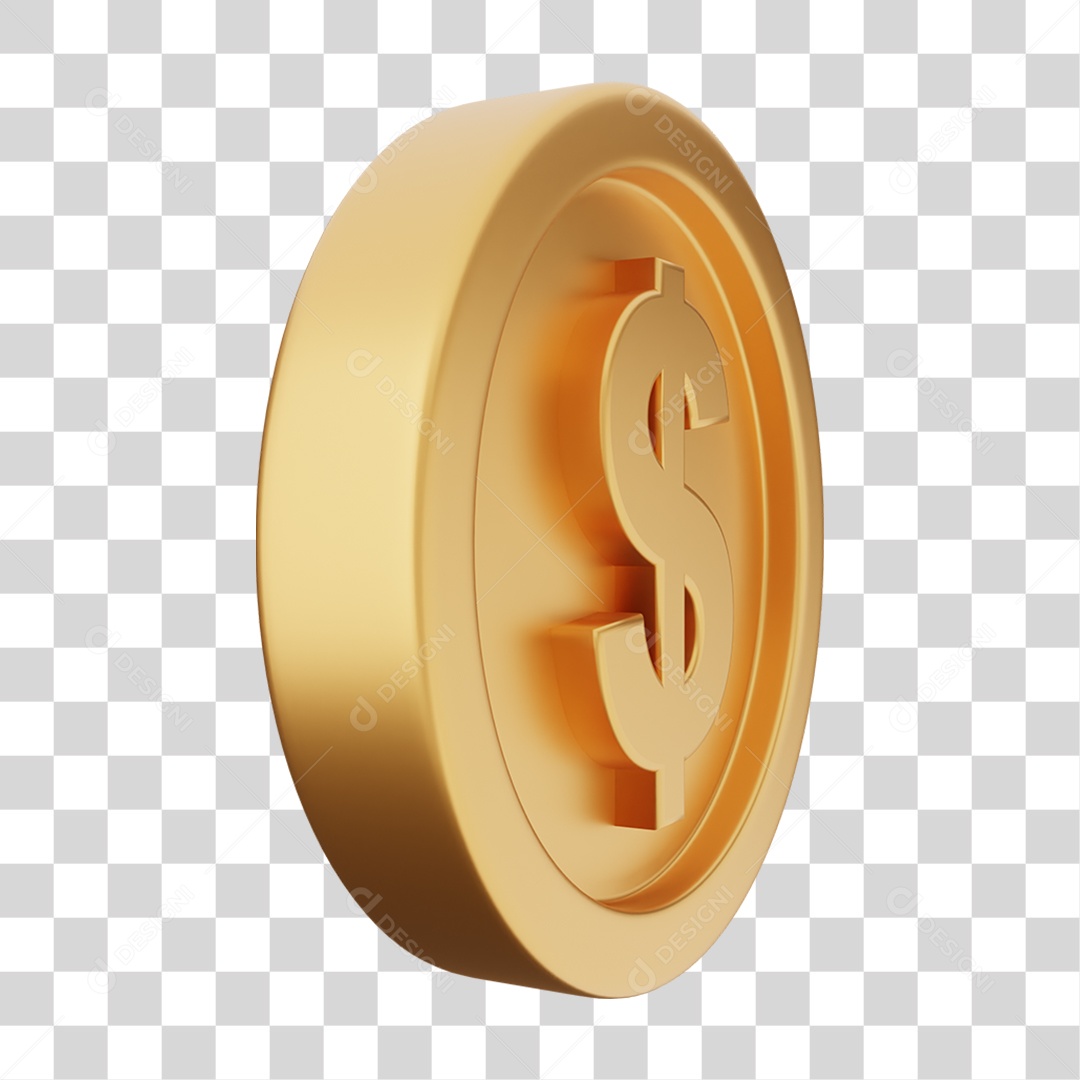 Elemento 3D Moeda Dólar Dinheiro PNG Transparente