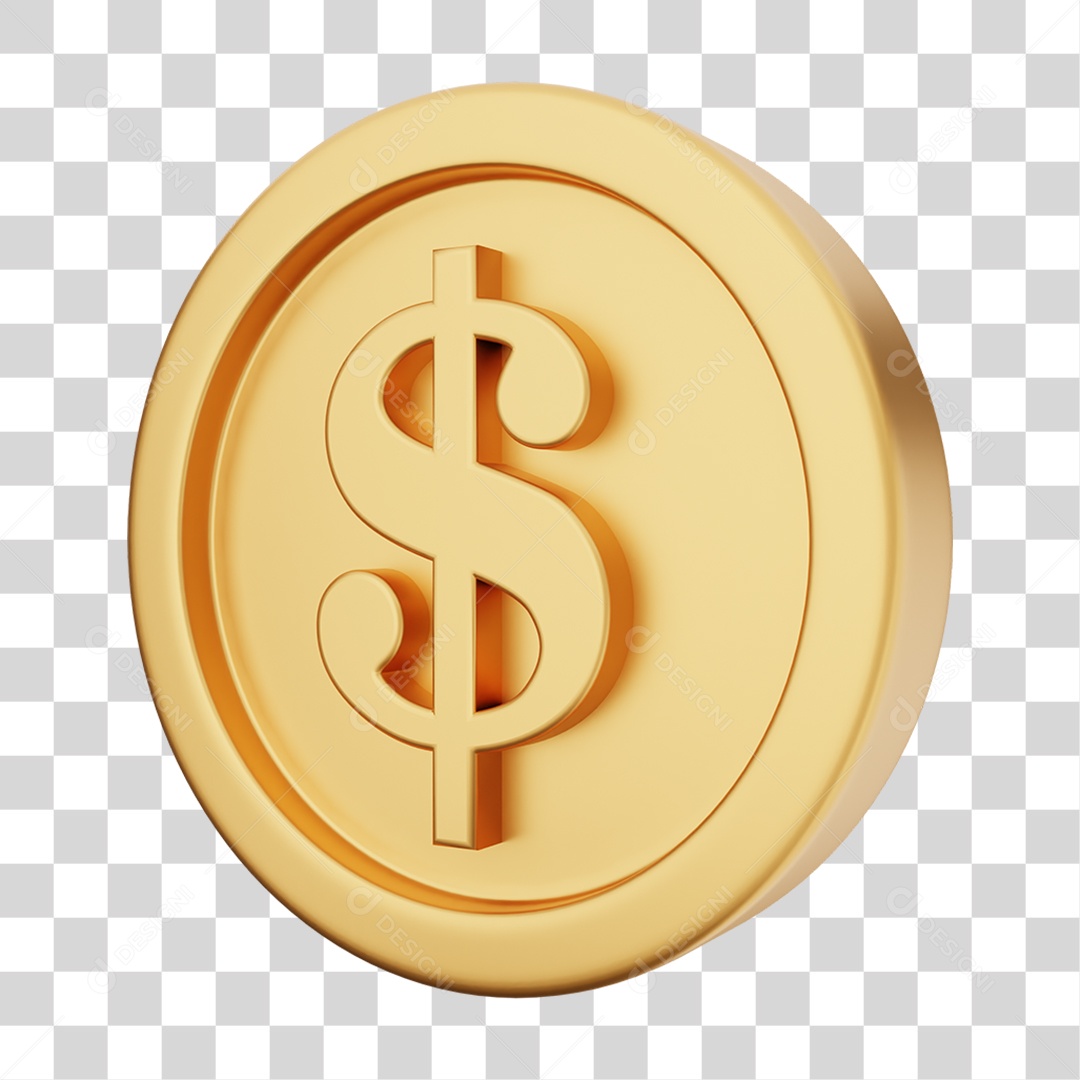 Elemento 3D Moeda Dólar Dinheiro PNG Transparente