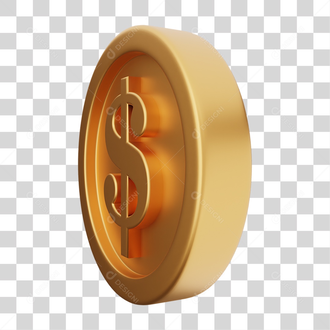 Elemento 3D Moeda Dólar Dinheiro PNG Transparente