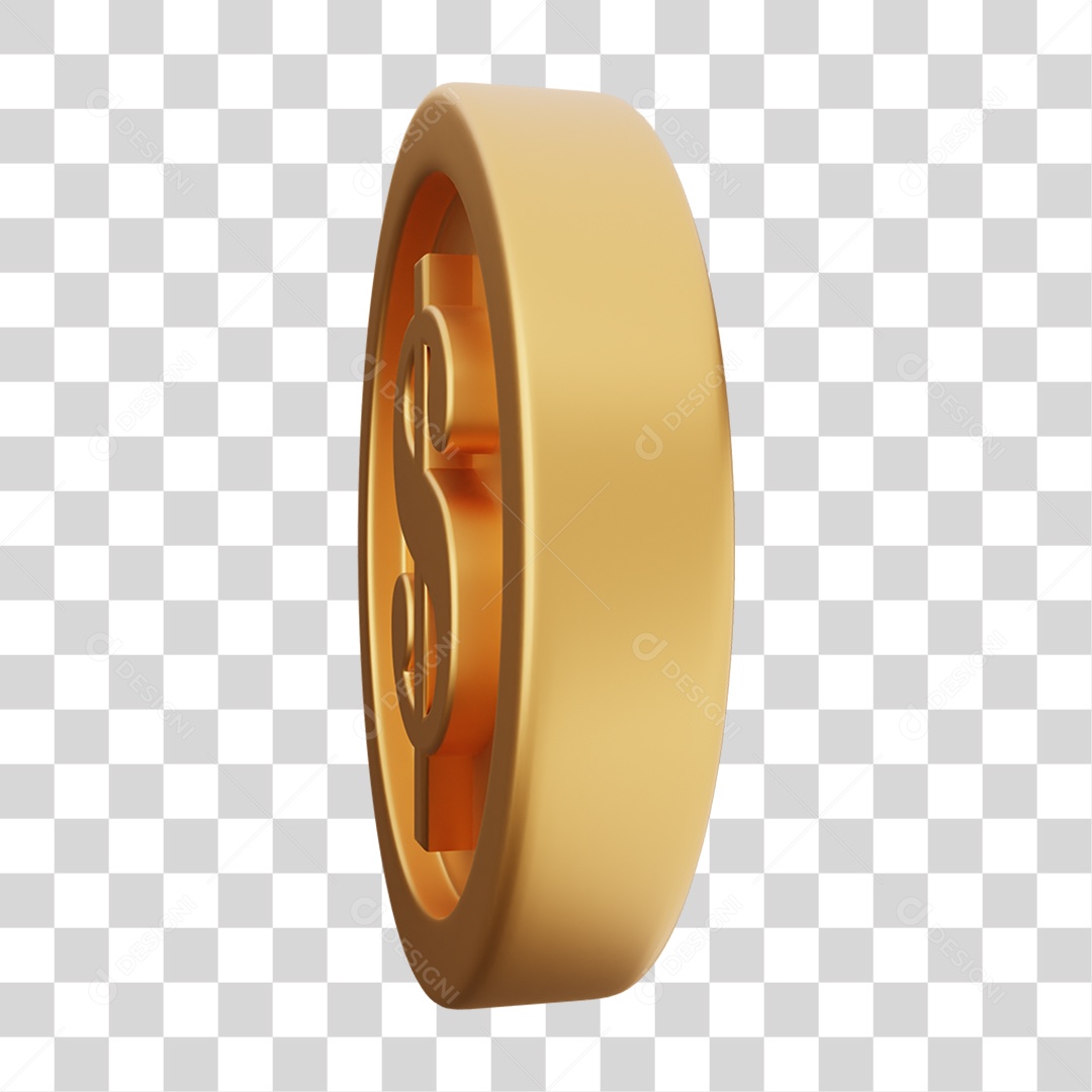 Elemento 3D Moeda Dólar Dinheiro PNG Transparente
