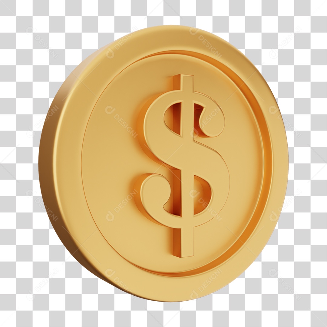 Elemento 3D Moeda Dólar Dinheiro PNG Transparente