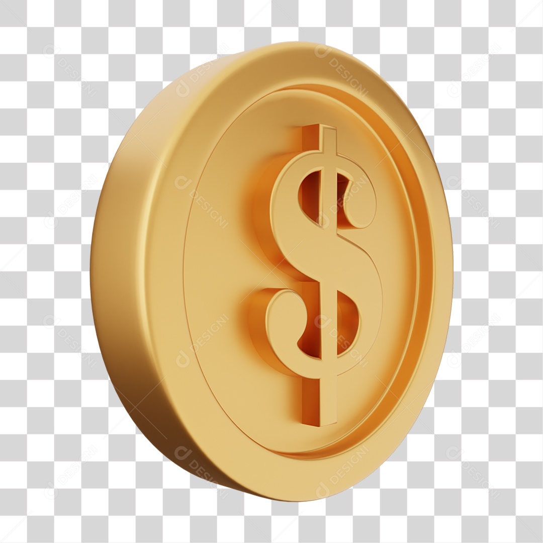 Elemento 3D Moeda Dólar Dinheiro PNG Transparente