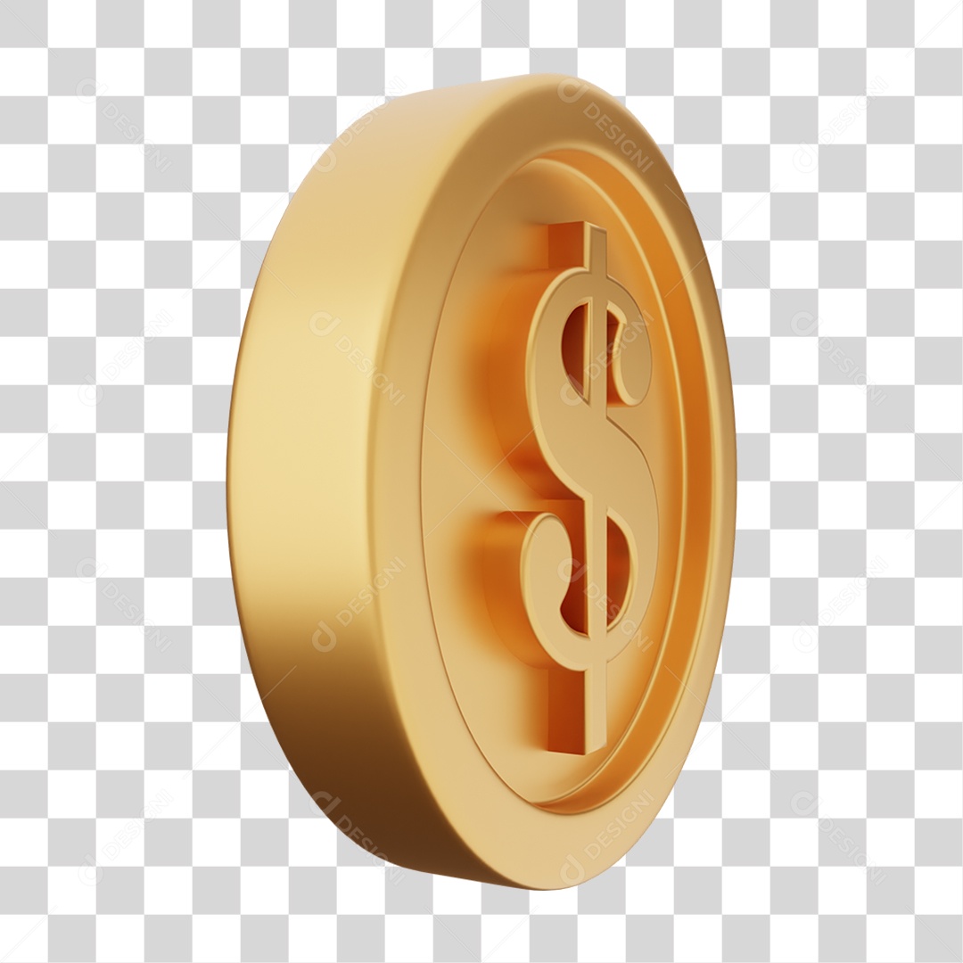 Elemento 3D Moeda Dólar Dinheiro PNG Transparente