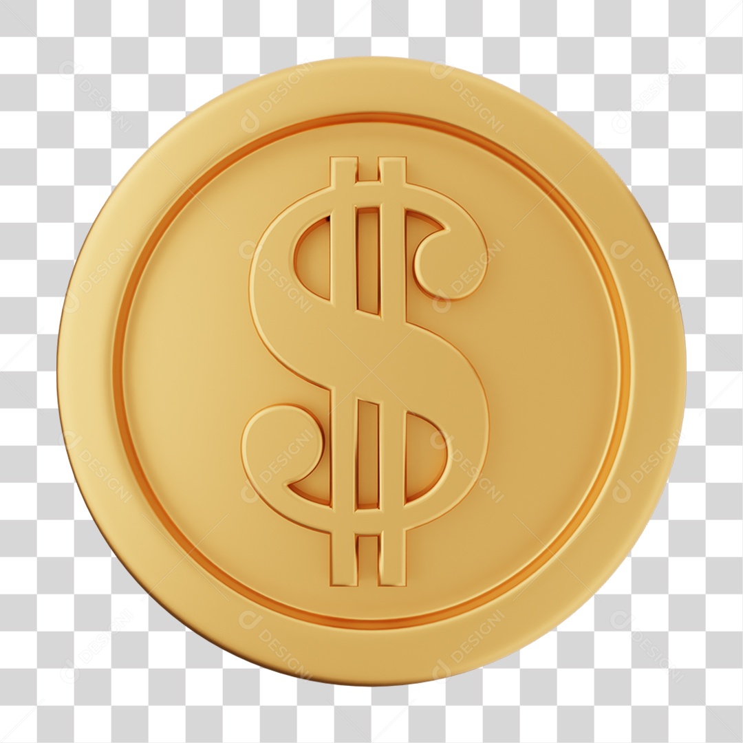 Elemento 3D Moeda Dólar Dinheiro PNG Transparente
