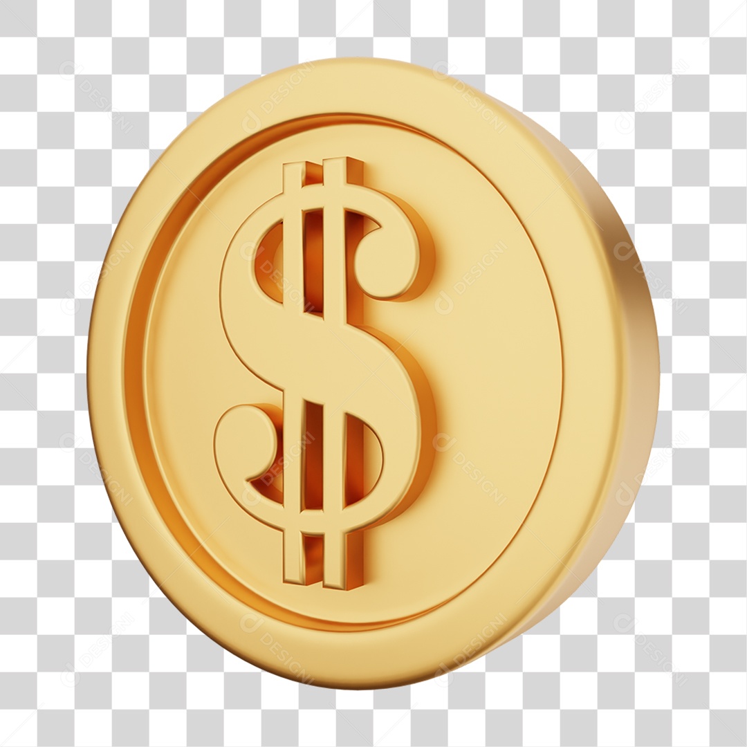 Elemento 3D Moeda Dólar Dinheiro PNG Transparente