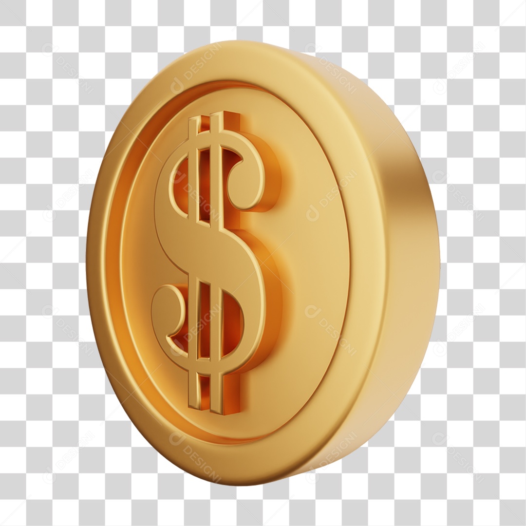 Elemento 3D Moeda Dólar Dinheiro PNG Transparente