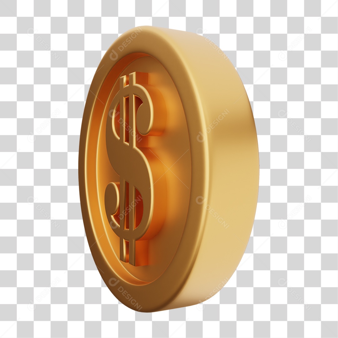 Elemento 3D Moeda Dólar Dinheiro PNG Transparente