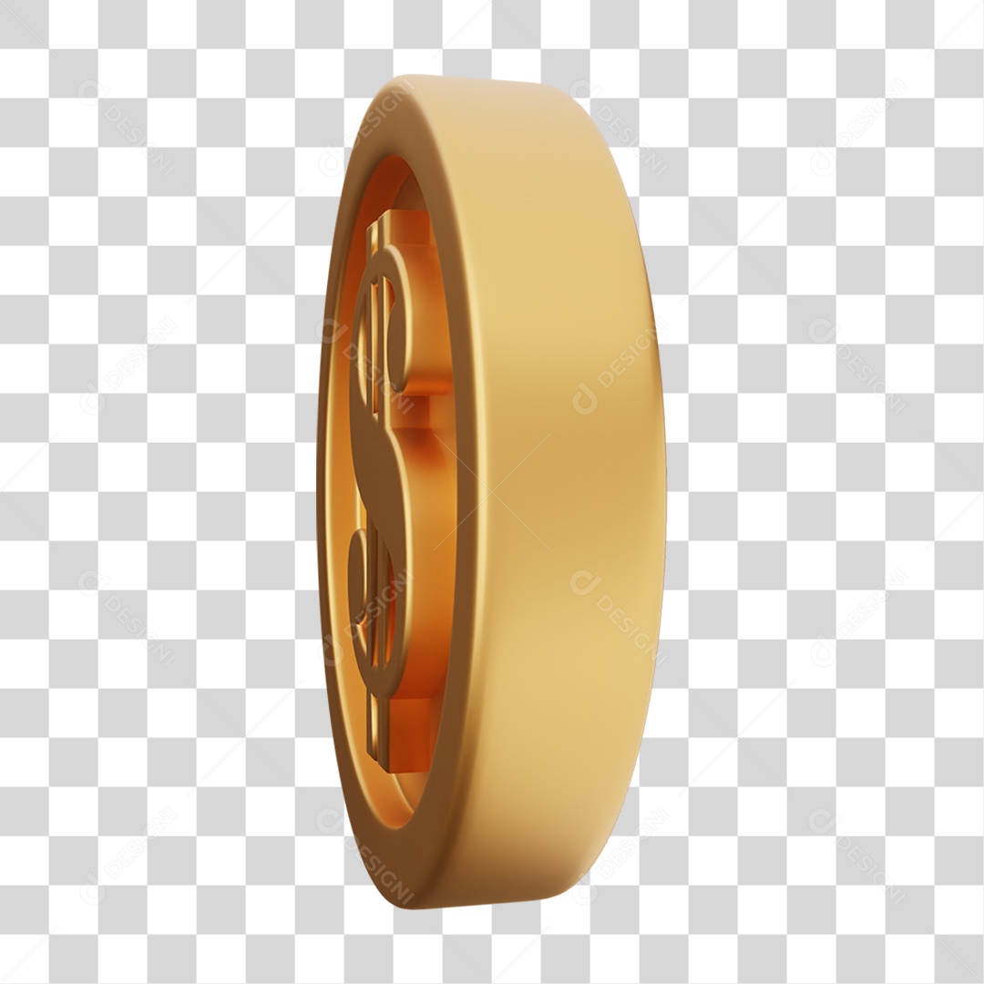 Elemento 3D Moeda Dólar Dinheiro PNG Transparente