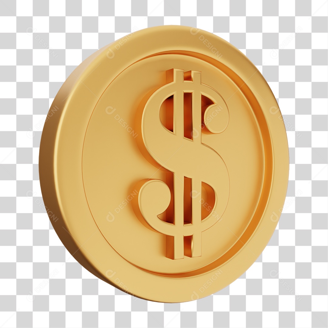 Elemento 3D Moeda Dólar Dinheiro PNG Transparente