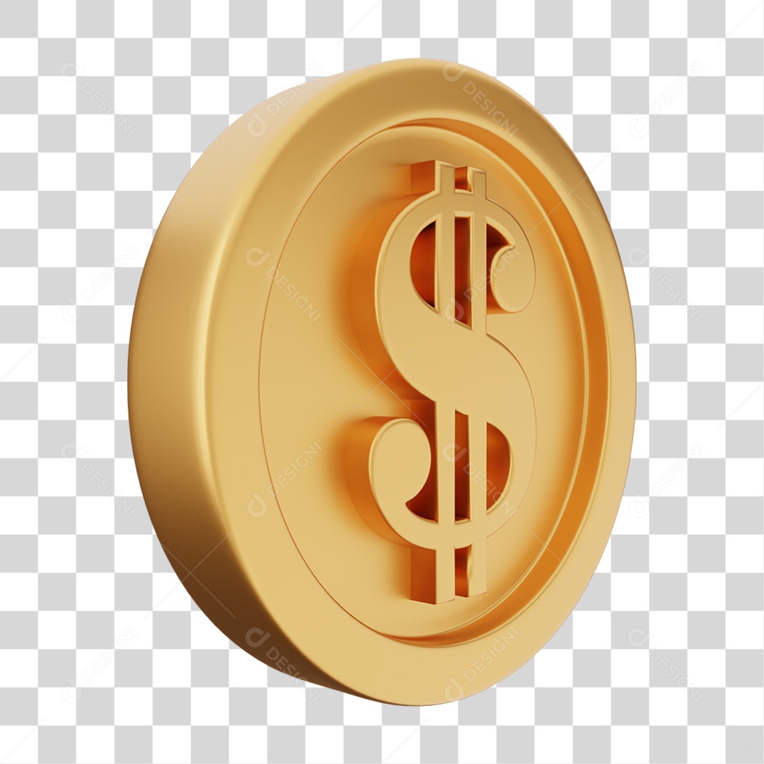 Elemento 3D Moeda Dólar Dinheiro PNG Transparente