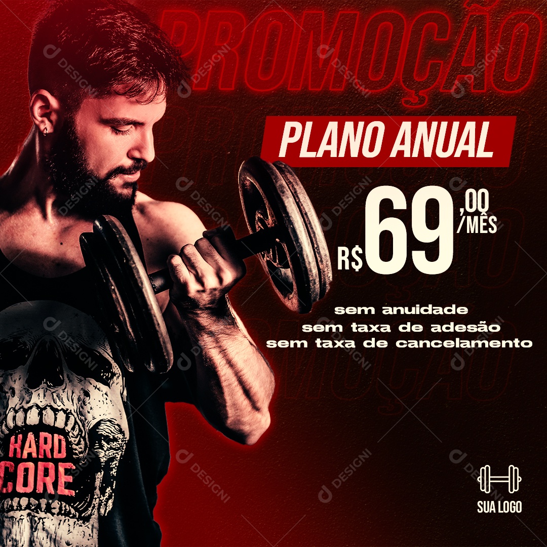 Academia Promoção Plano Atual Social Media PSD Editável