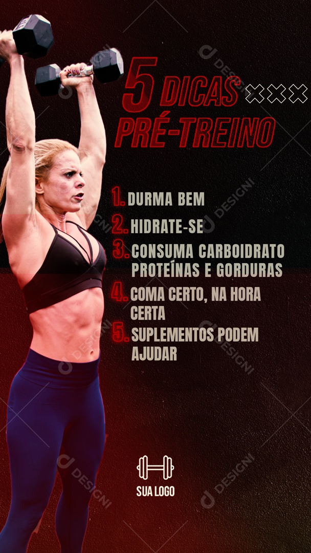 Story 5 Dicas Pré-treino Social Media PSD Editável