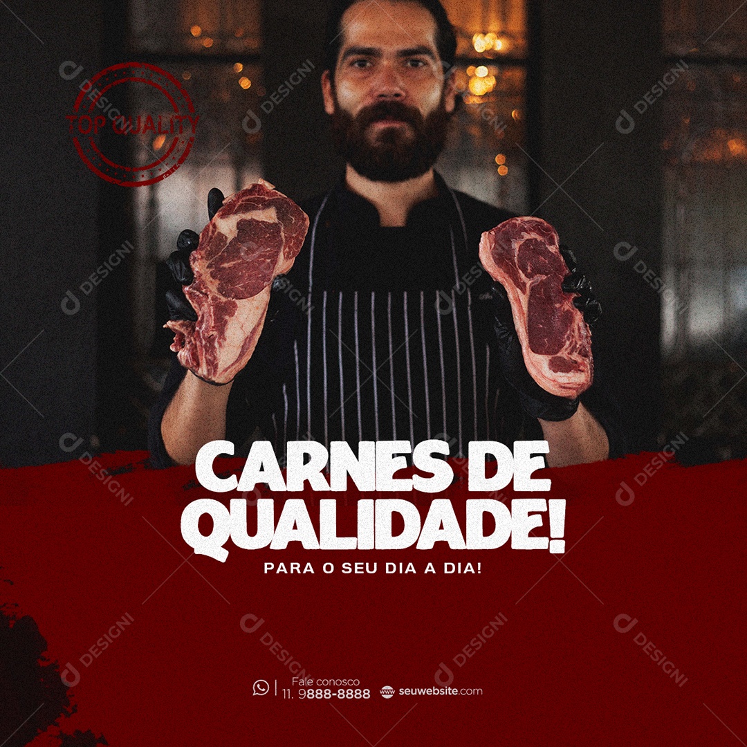 Carnes de Qualidade Para o Seu Dia a Dia Social Media PSD Editável