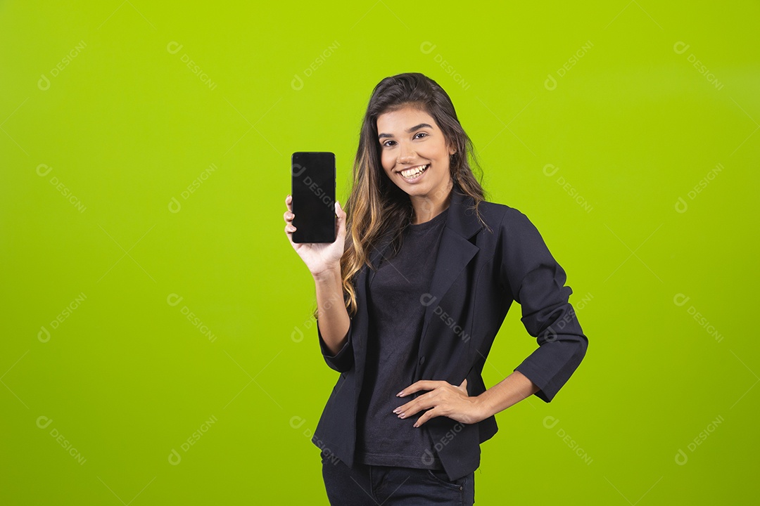 Linda mulher jovem garota empresária sobre fundo isolado