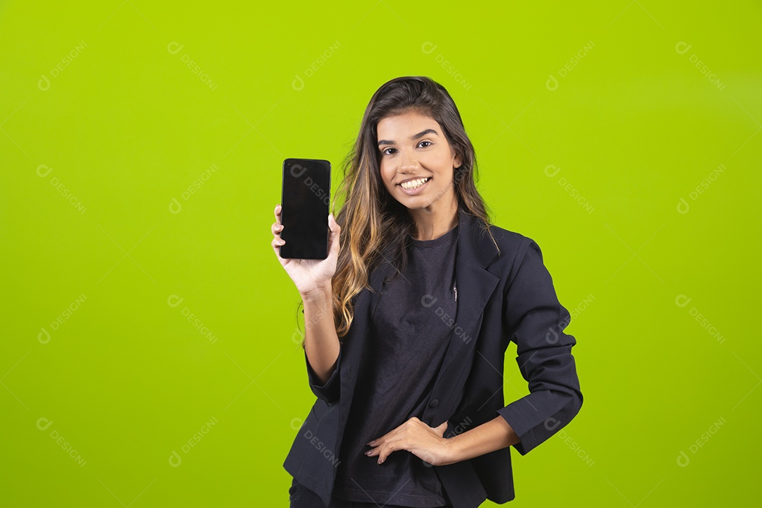 Linda mulher jovem garota empresária sobre fundo isolado