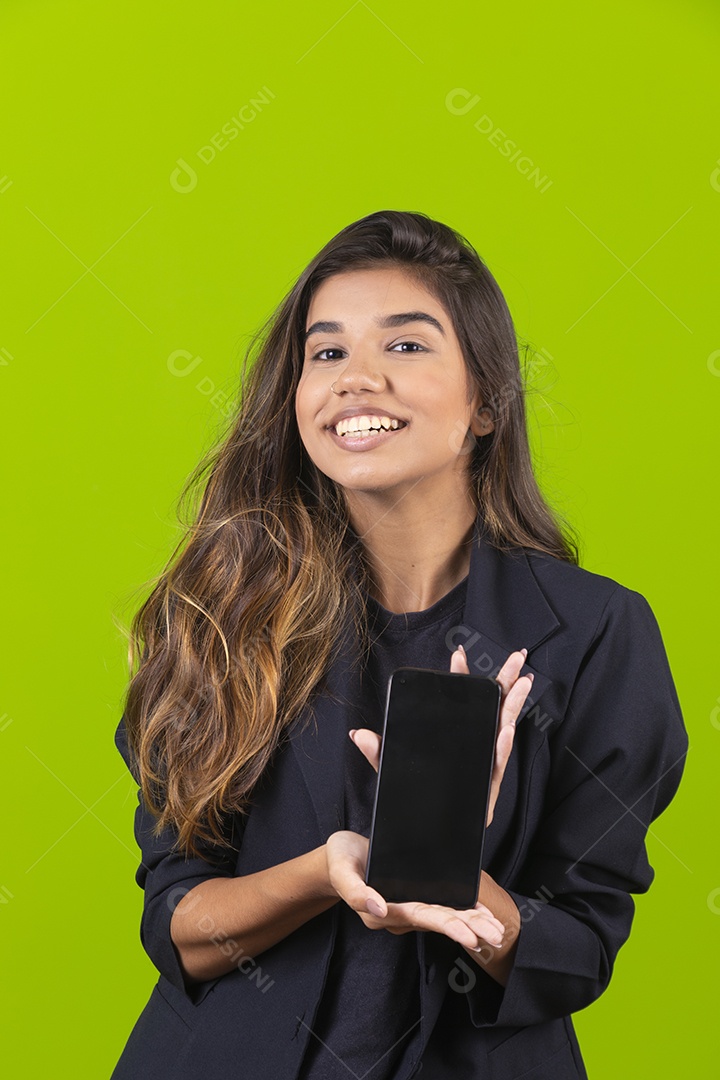 Linda mulher jovem garota empresária sobre fundo isolado