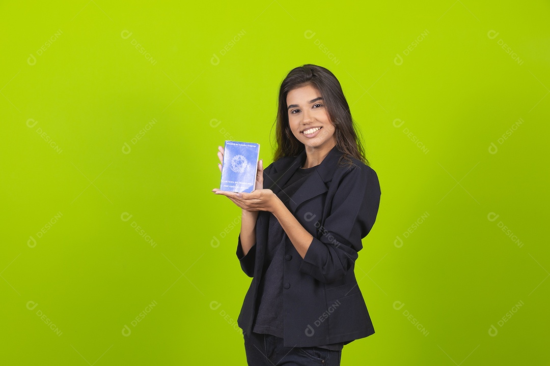 Linda mulher jovem garota empresária sobre fundo isolado