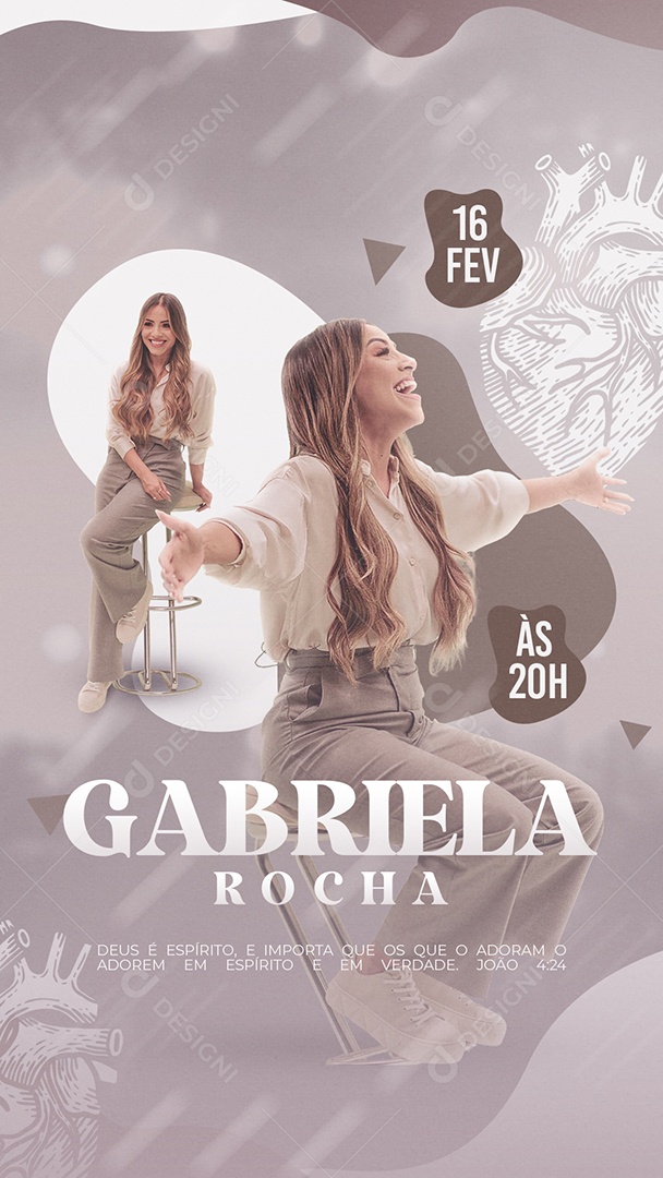 Story Flyer Gabriela Rocha Deus é Espírito, e Importa Com os Que o Adoram o Adorem em Espírito e Em Verdade João 4:24 Social Media PSD Editável