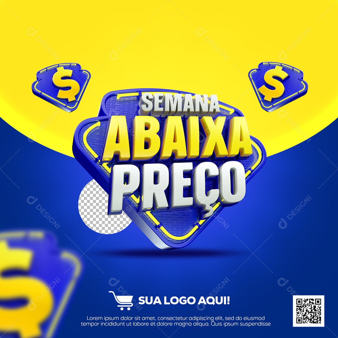 Selo 3D Para Composição Semana Abaixa Preço PSD