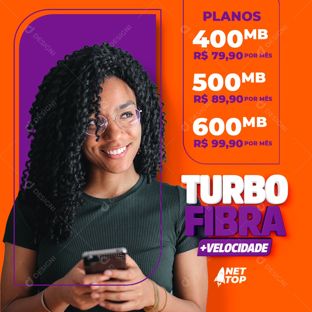 Provedor de Internet Turbo Fibra Social Media PSD Editável