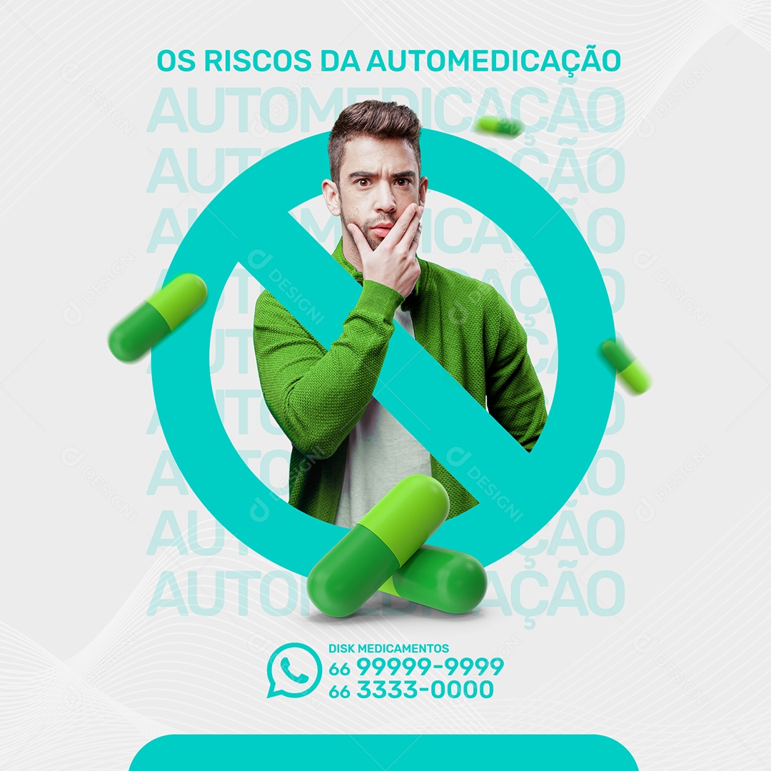 Os Riscos da Automedicação Social Media PSD Editável