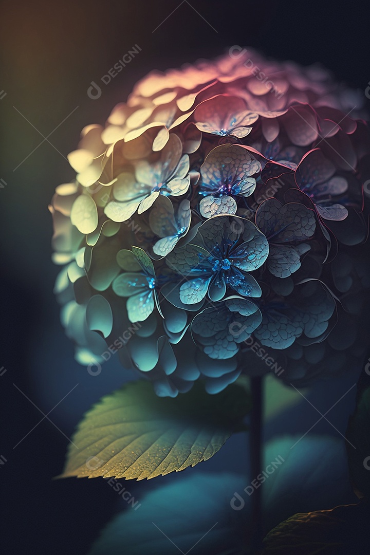 Ilustração de flor hortênsia