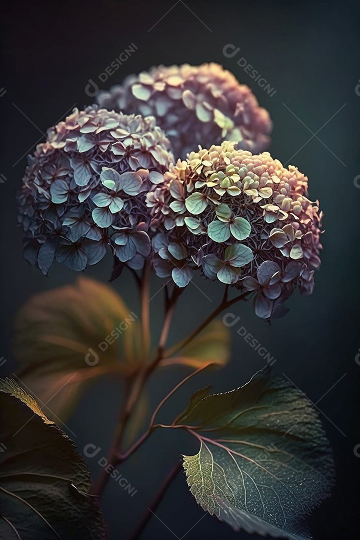 Ilustração de flor hortênsia