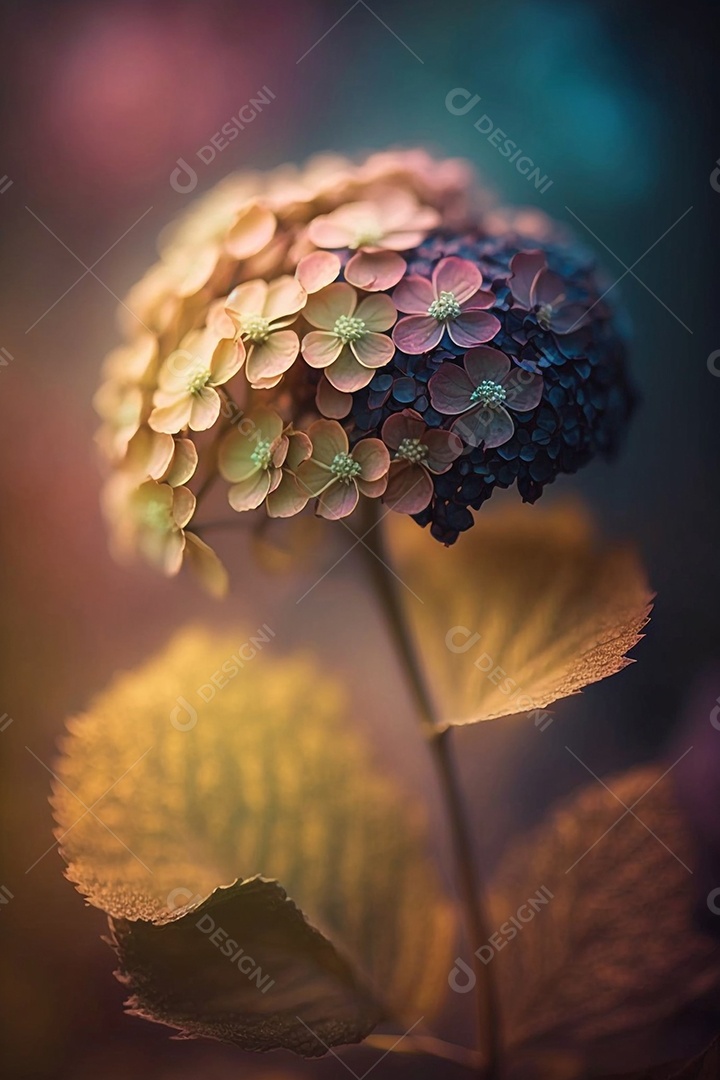 Ilustração de flor hortênsia