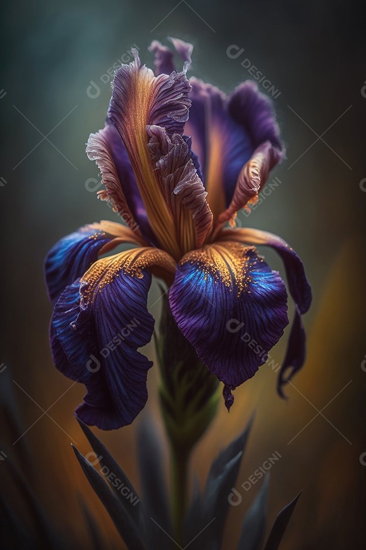 Ilustração de uma flor íris lilás