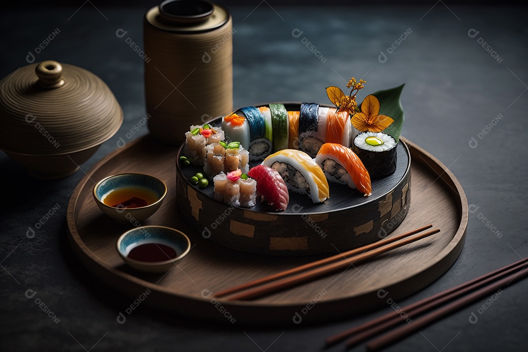 Ilustração culinária japonesa