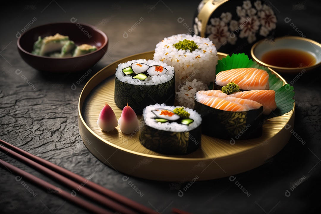 Ilustração culinária japonesa