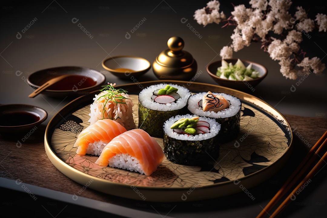 Ilustração culinária japonesa