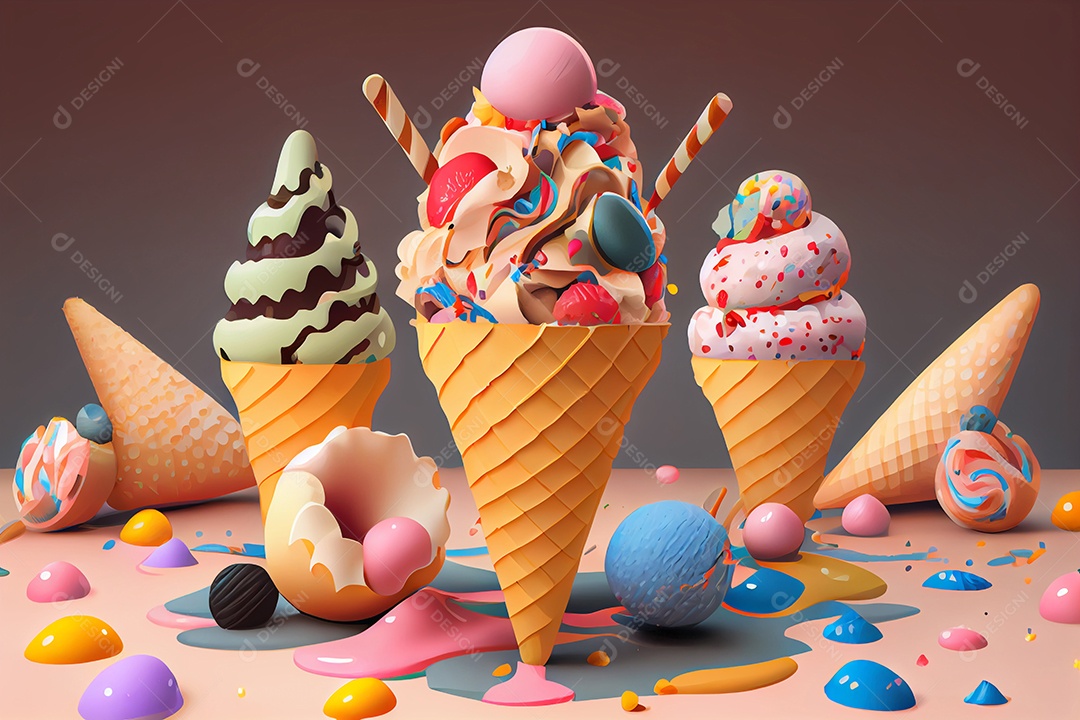 Ilustração casquinha de sorvete