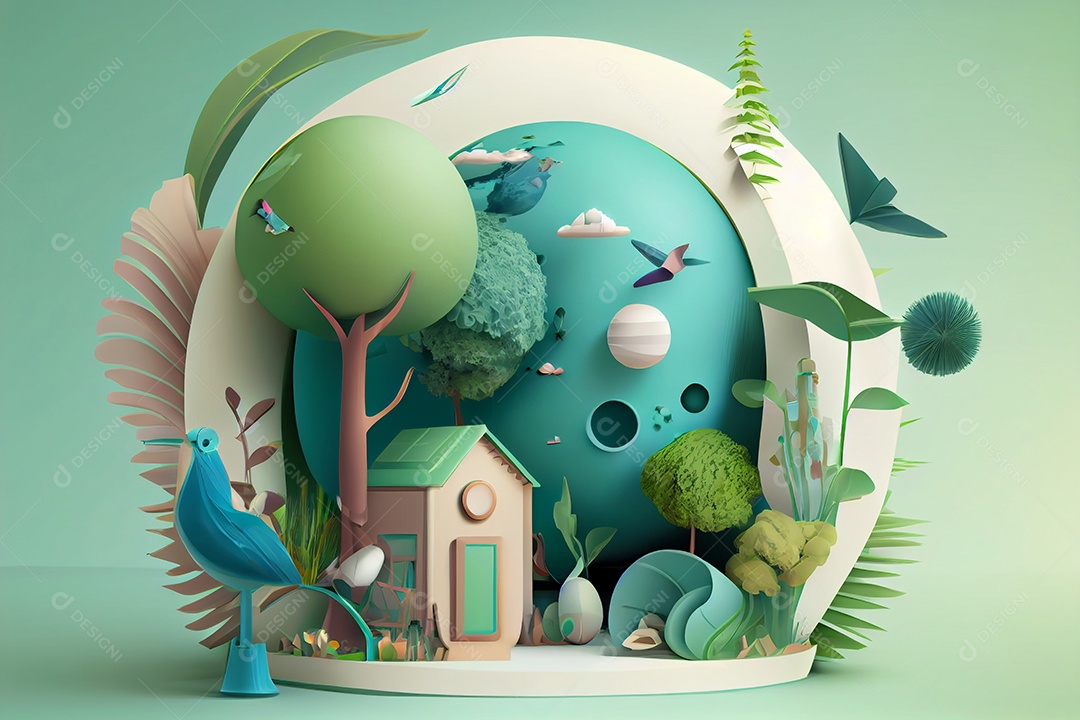 Ilustração planeta terra tons pastéis