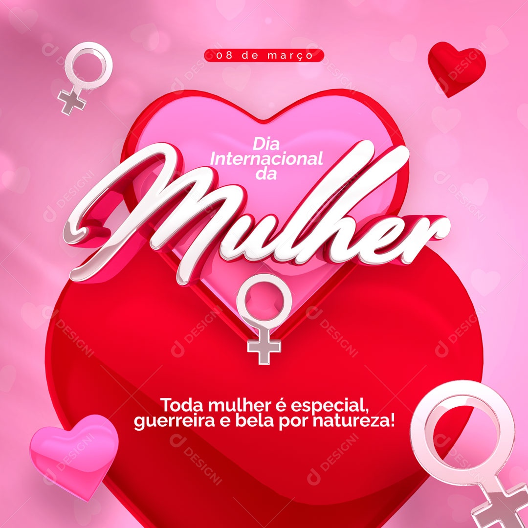 Dia Internacional da Mulher Selo 3D PSD