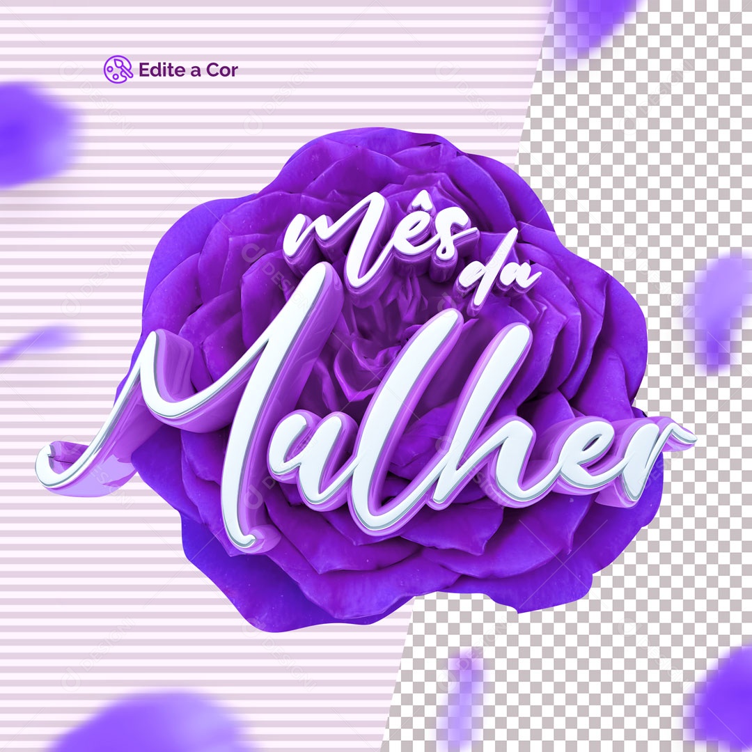 Mês da Mulher Selo 3D PSD