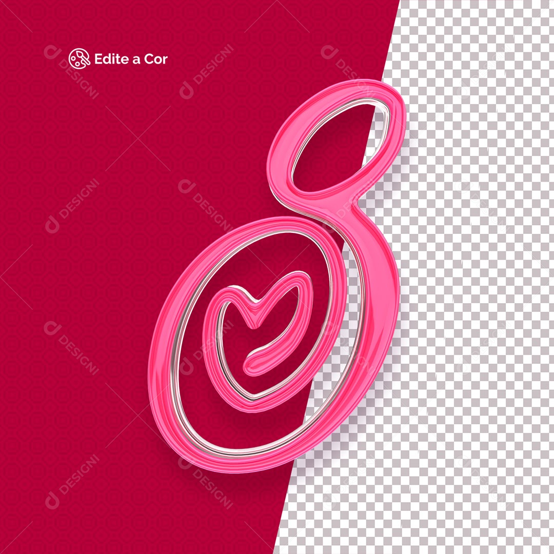 Número 8 com Coração Para Dia da Mulher PSD