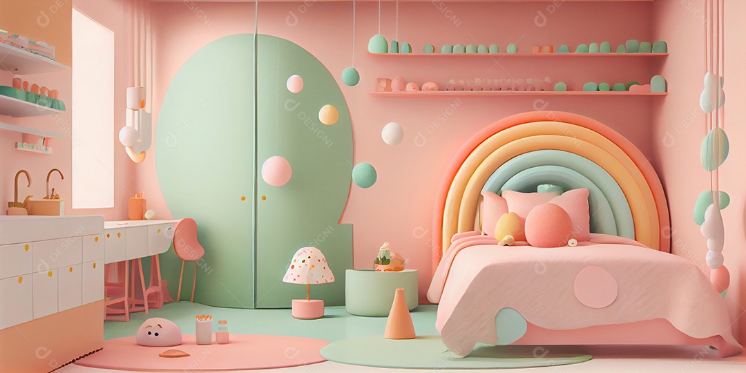 Ilustração quarto de criança decorado