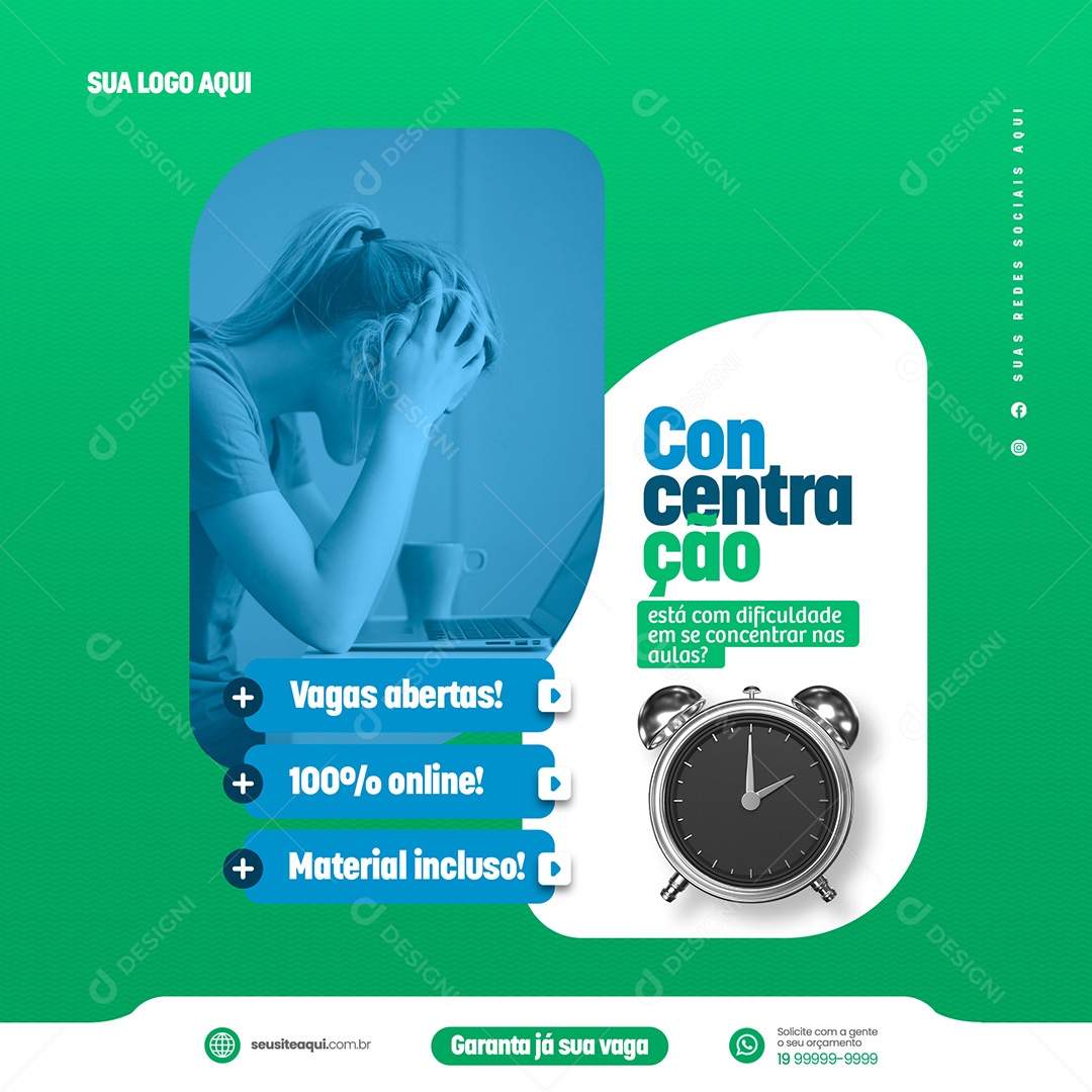 Vagas Abertas! Educação a Distância Social Media PSD Editável