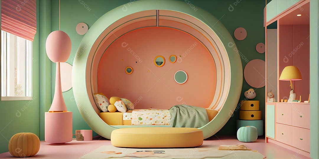 Ilustração quarto de criança decorado