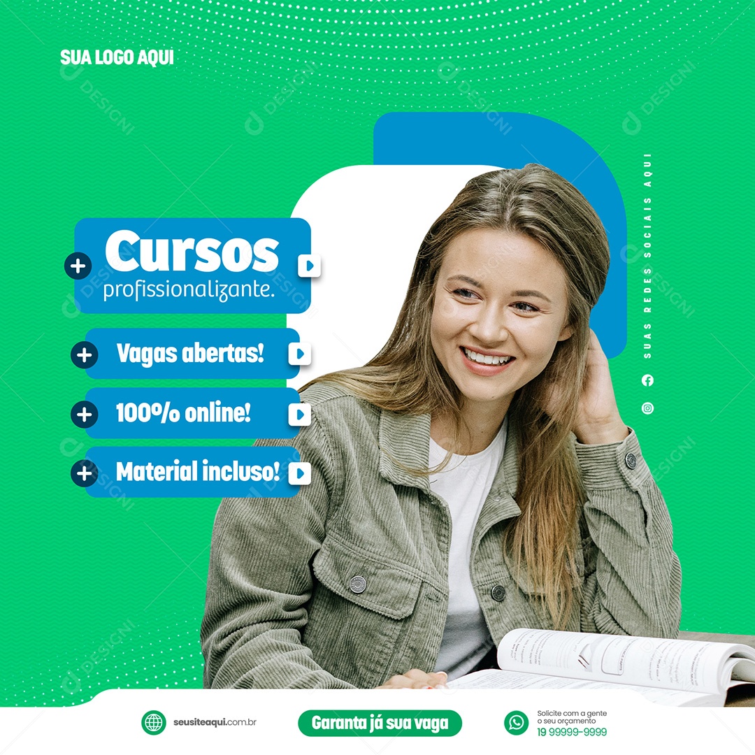 Cursos Profissionlizante Educação a Distância Social Media PSD Editável