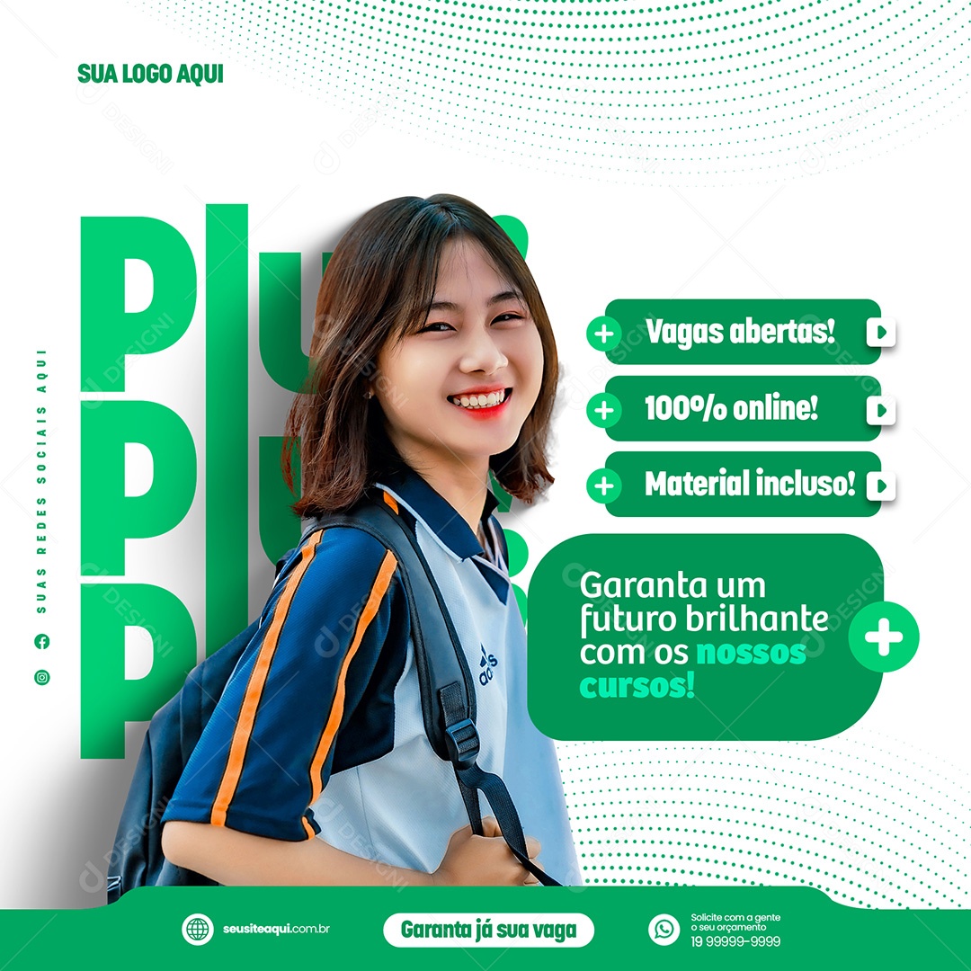 Vagas Abertas! Educação a Distância Social Media PSD Editável